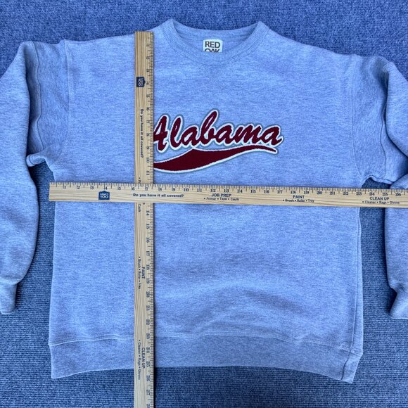 Alabama VTG Red Oak Sportswear Sweatshirt Adult Medium Gray Script Chenille Logo - Picture 5 of 7